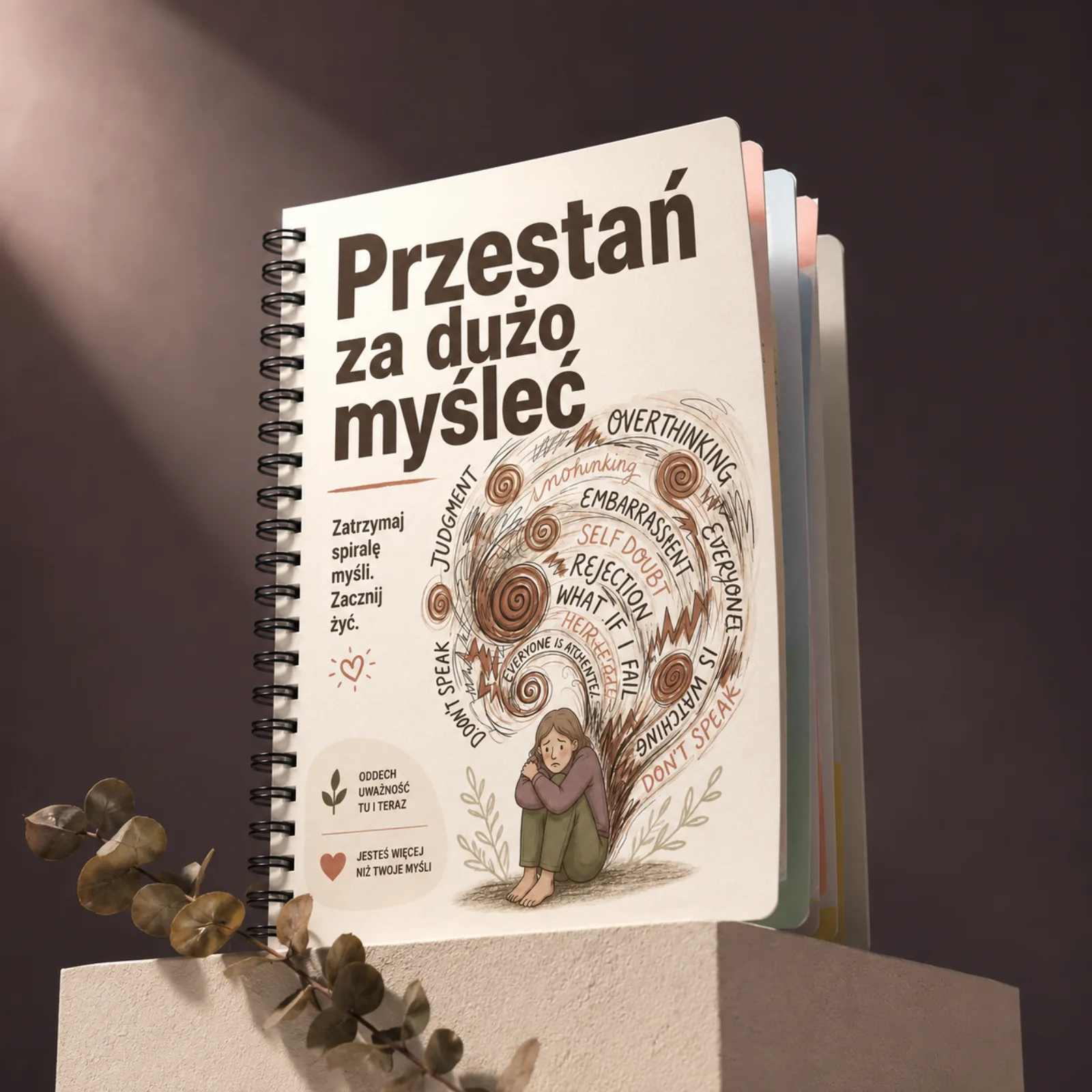 Notatnik Emocji — okładka i kolorowe strony w środku